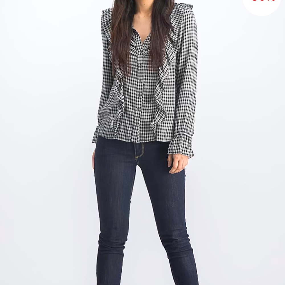 William Rast Susannah Ruffled Button Down Top - Picture 2 of 10